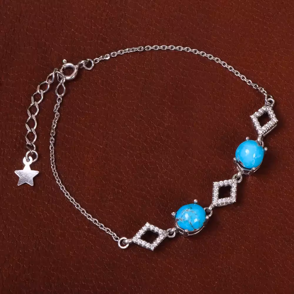 دستبند فیروزه زنانه کد 31011 - جواهری مشاهیر