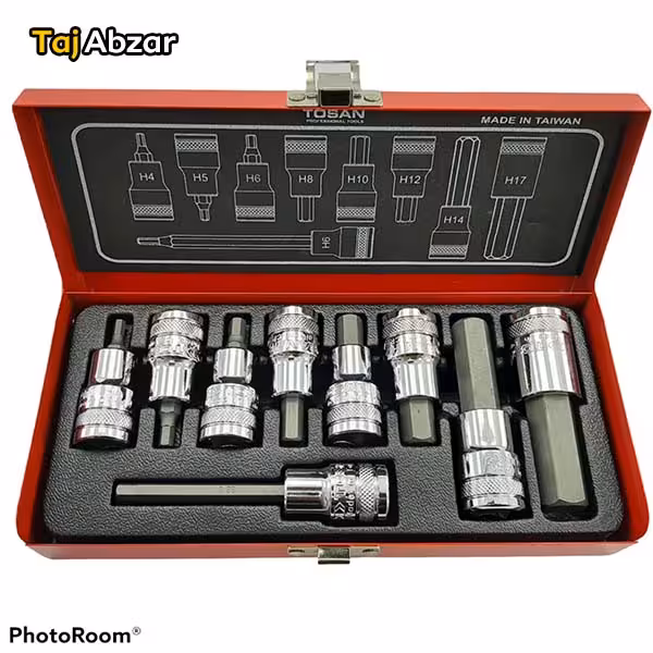 جعبه بکس آلنی 9 پارچه شش گوش توسن مدل T1253-9H