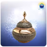 قندان سیبی مس و خاتم کاری کوچک