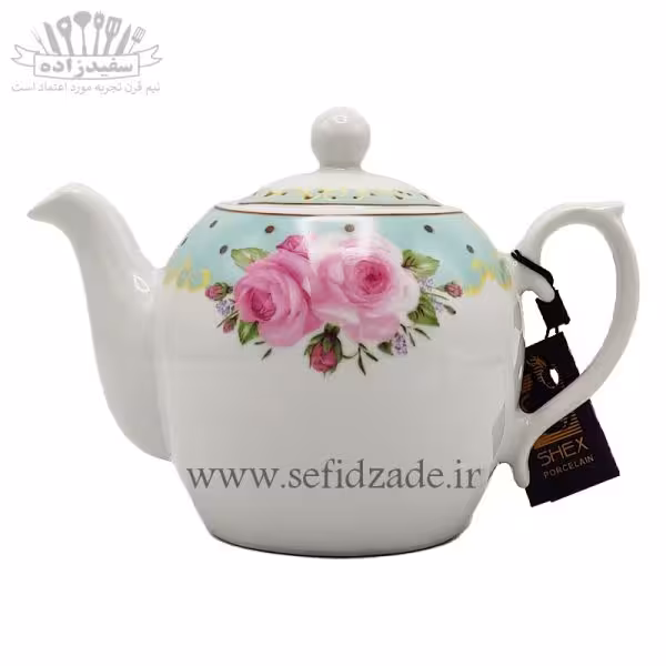 قوری چینی شکس (SHEX) مدل مجید گل آبی 1000ml