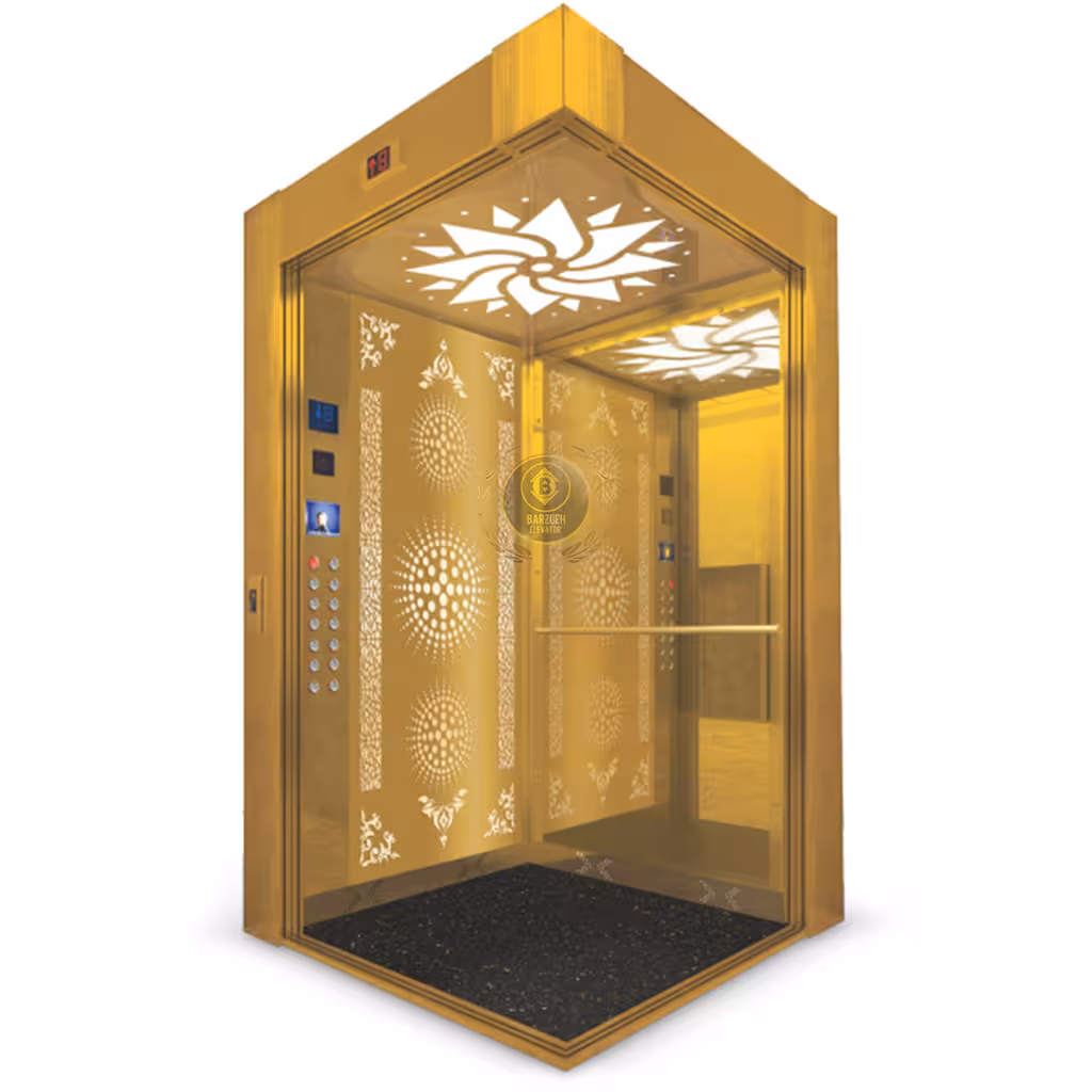 کابین آسانسور استیل طلایی کد 10311