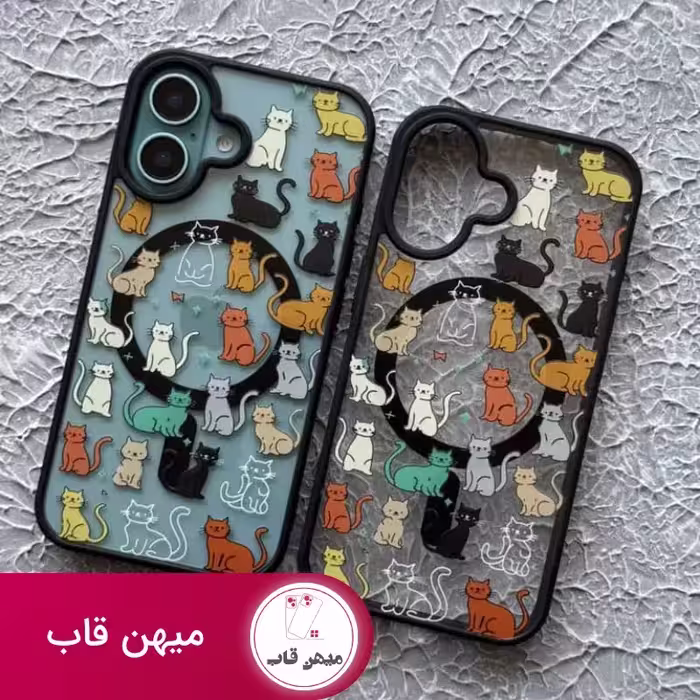 قاب گوشی آیفون گربه های رنگی مگ سیف دار - کد (107185)