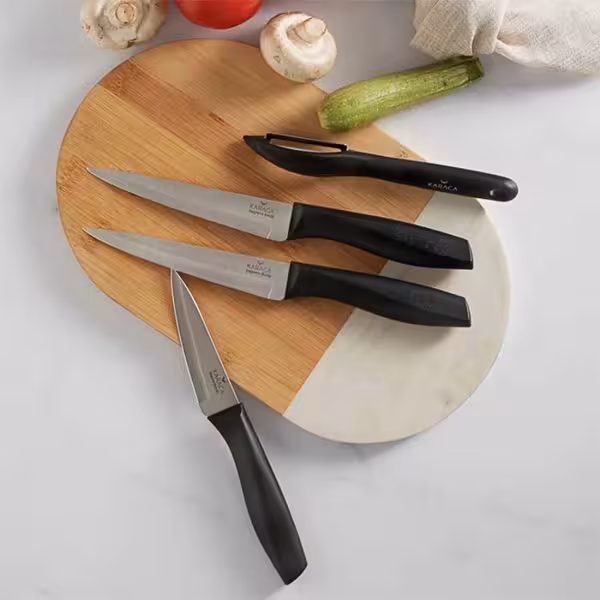 ست چاقو و پوست کن آشپزخانه 4 پارچه کاراجا مدل PEEL
