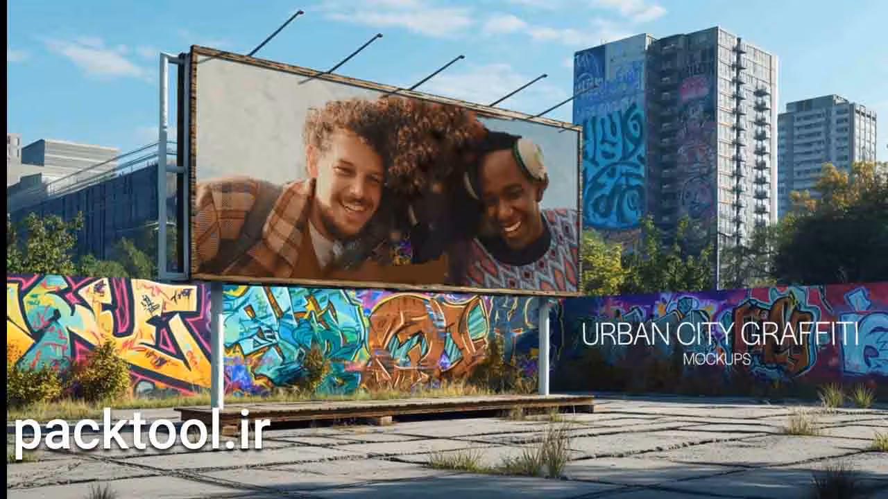دانلود پروژه آماده ماکت های گرافیتی دیوارهای شهر افتر افکت Urban City Graffiti Walls Mockups - پک تول