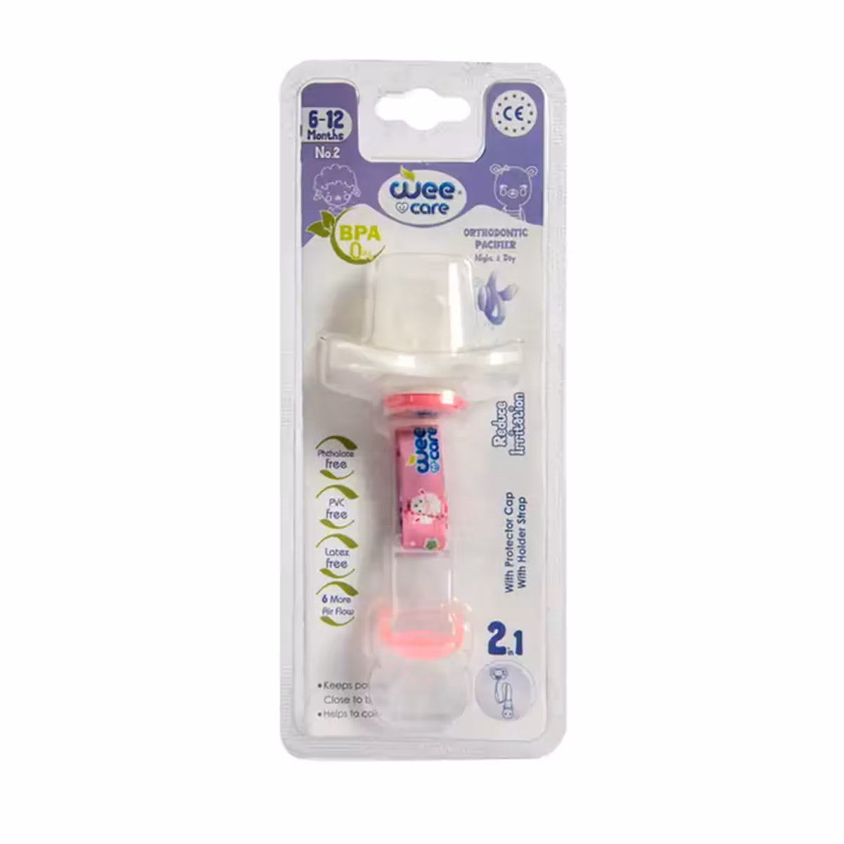 پستانک ارتودنسی ضد‌ حساسیت دربدار زنجیر‌دار کد پی 111 سایز 2 وی‌ کر