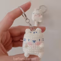 عروسک بافتنی جاکلیدی گربه 