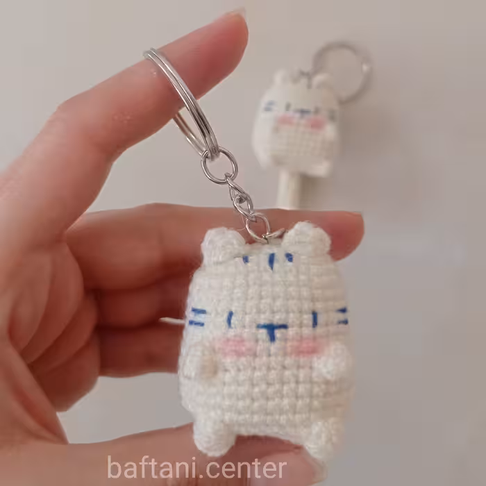 عروسک بافتنی جاکلیدی گربه 