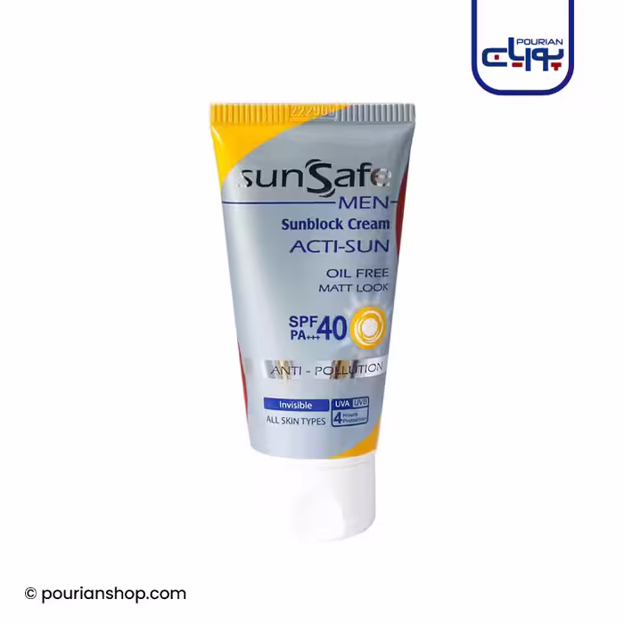 کرم ضد آفتاب آقایان SPF40 بدون رنگ سان سیف