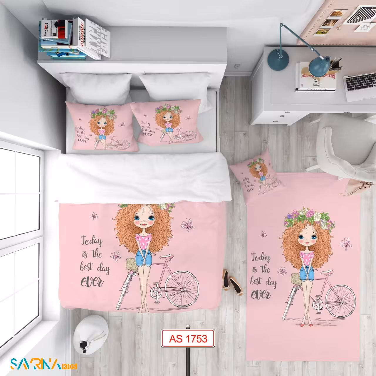 سرویس روتختی طرح پرنسس مو فرفری یک نفره کد AS1753