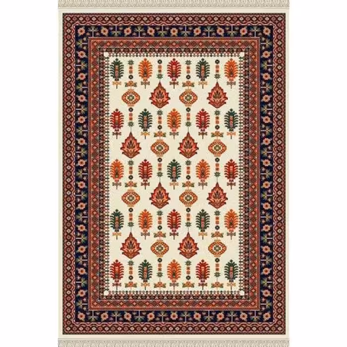 فرش ماشینی ساوین طرح سارگل زمینه کرم