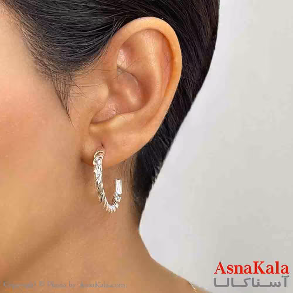 گوشواره دخترانه مینیمال حلقه ای ترند رنگ نقره ای کد GSH151695W