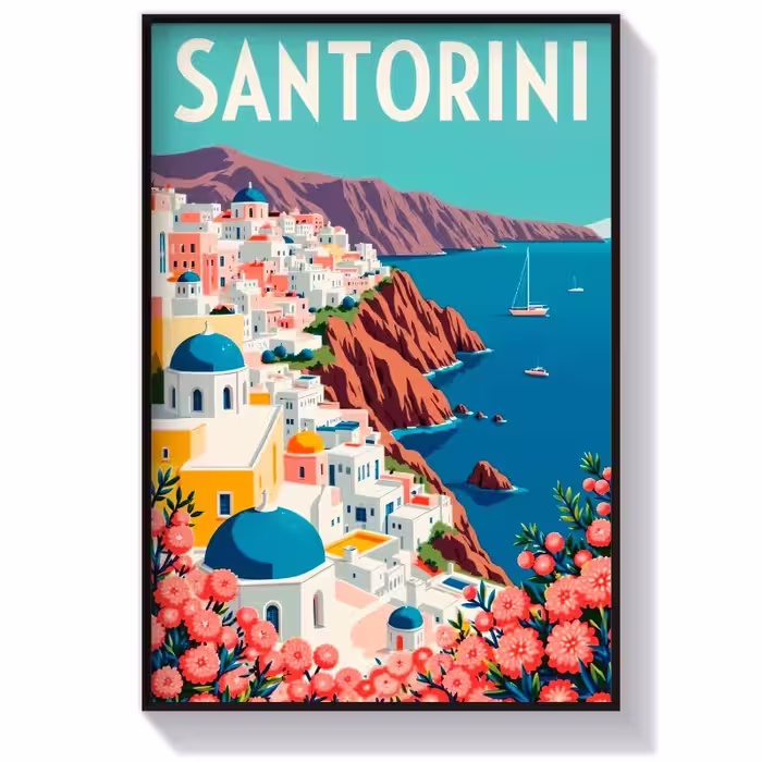 تابلو گرافیکی جزیره Santorini یونان