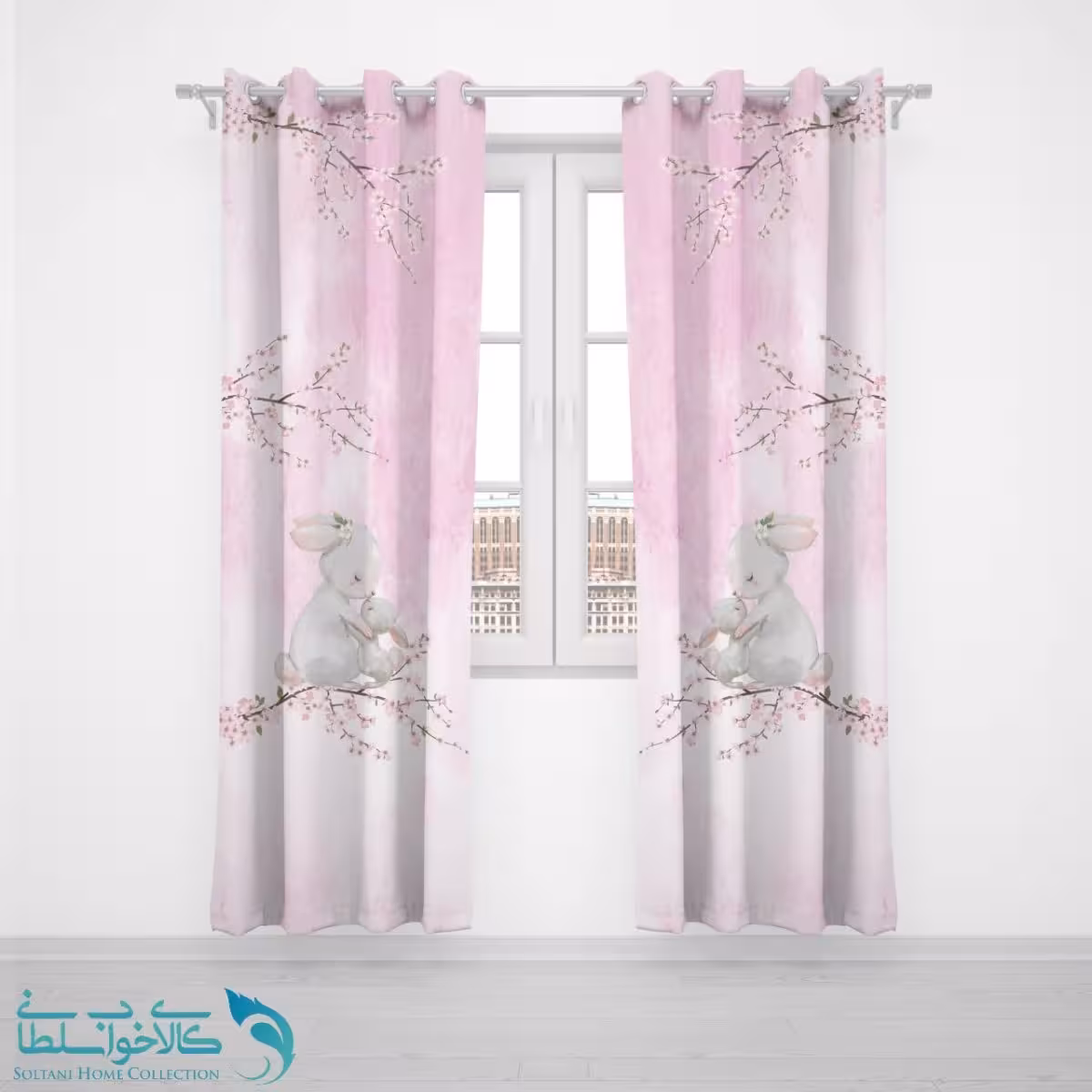 پرده پانچی اتاق کودک طرح خرگوش مهربون کد A2617