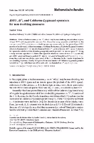 خرید و دانلود نسخه کامل کتاب BMO, H1, and Calderon-Zygmund operators for non doubling measures