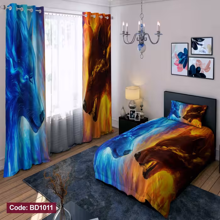 پرده پانچی مخمل چاپی پسرانه کد 1011