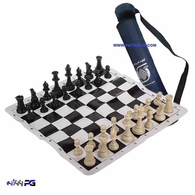 شطرنج  فدراسیونی آیدین حرفه ای   ( مهره توپر - صفحه سبز کاور سرمه ای  )