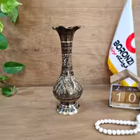 گلدان ته گرد برنزی سیاه قلم 40 سانت