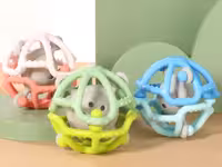 دندان گیر توپی سیلیکونی جغجغه ای اسباب بازی