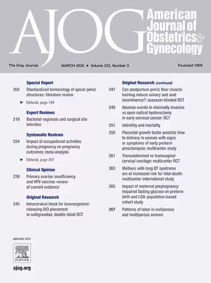 American Journal of Obstetrics and Gynecology 2020 - کتاب پزشکی بهار