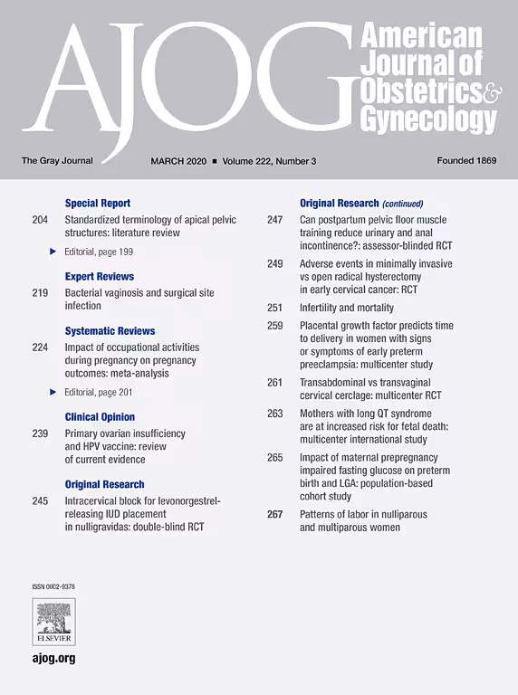 American Journal of Obstetrics and Gynecology 2020 - کتاب پزشکی بهار