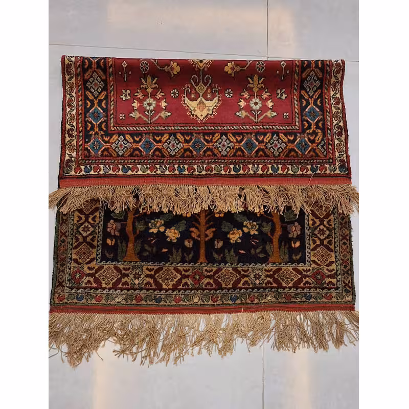 قالیچه دورو ابریشم دستباف – 60 در 90سانتیمتر - کد 8/177