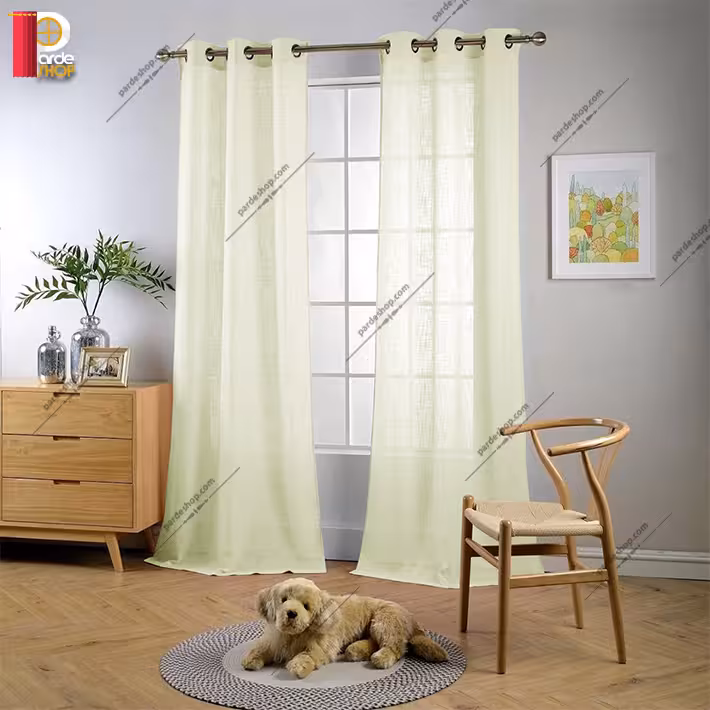 پرده آماده پانچی تورکتان رنگ نباتی ارتفاع 280 سانتی متر