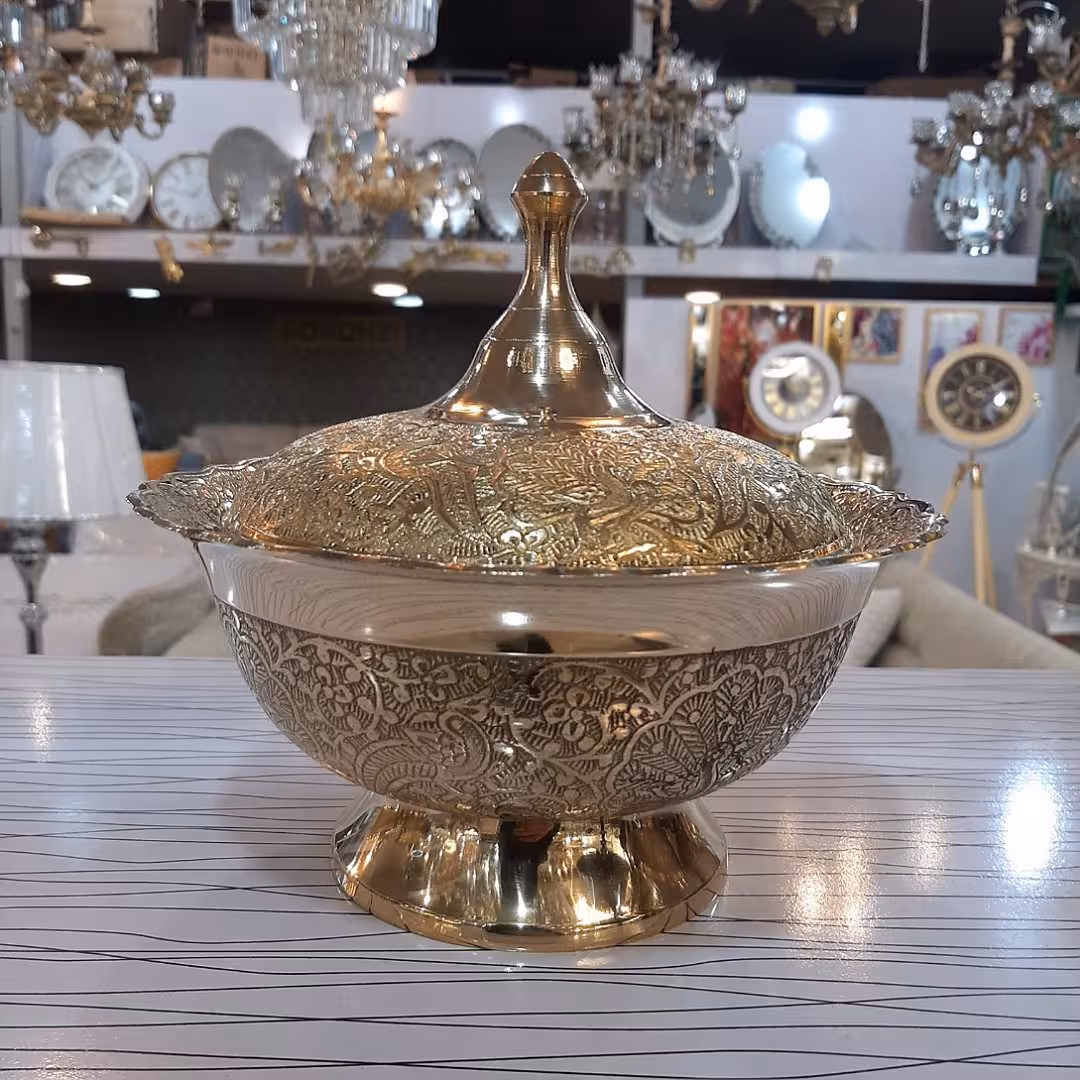 شکلات خوری برنزی سایز متوسط طرح طاووس