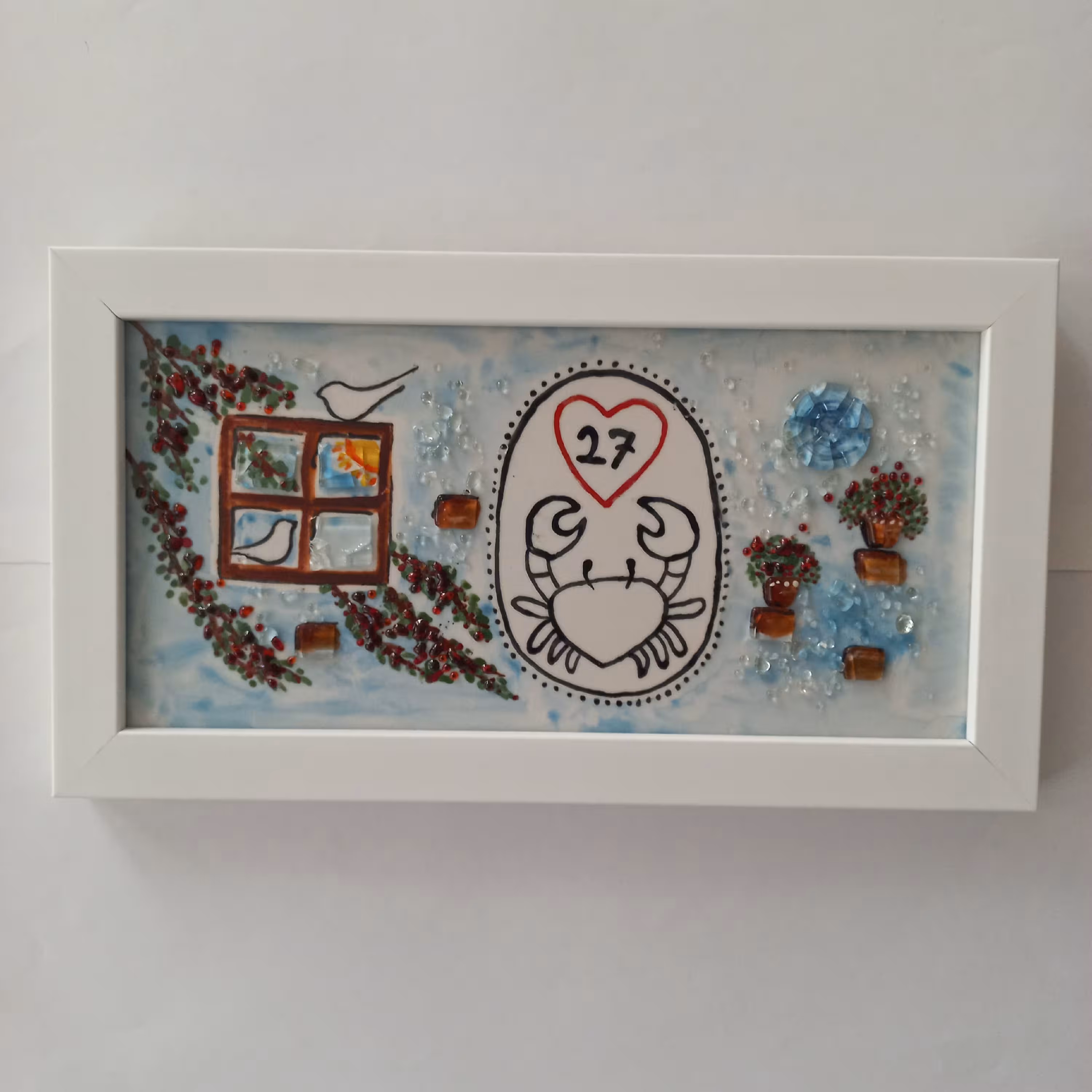 تابلو دستساز ماه تولد  آمینا با طرح دلخواه شما قاب سفید