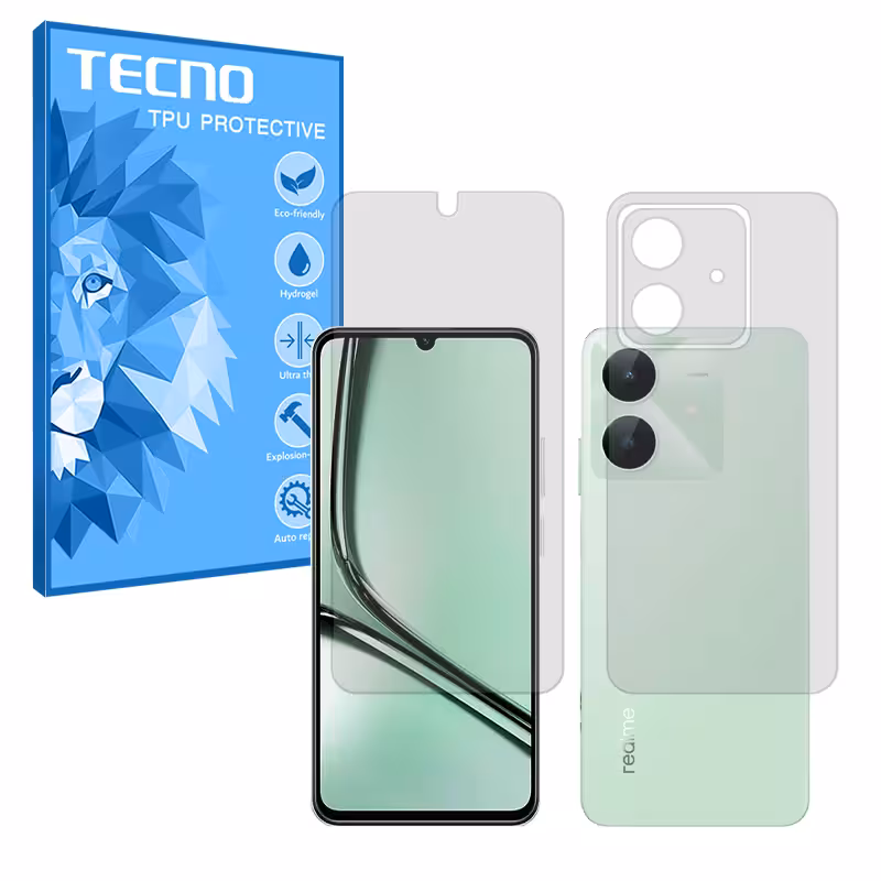 گلس صفحه نمایش و پشت گوشی ریلمی Note 60x مدل هیدروژلی مات برند تکنو کد SS