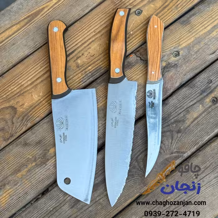 ست چاقو استیک بر، اره ای و ساتور | بسته 3 تایی | تیغه استیل ضد زنگ