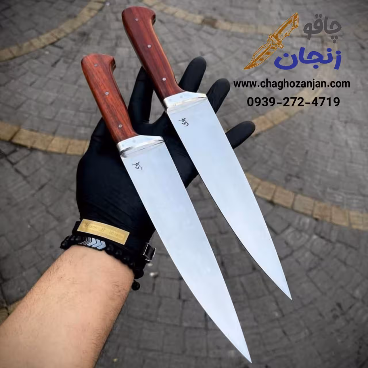 چاقو قصابی راسته بلند دستساز استاد هادی فضلی | تیغه فولادی و دسته پادوک