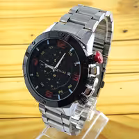 ساعت  والار مدل 02306 نقره ای زمینه مشکی طرح 3موتوره