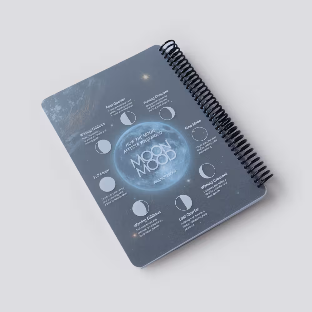 دفتر خط‌دار 100 برگ وزیری جلد طلقی MOON MOOD پیل (PILL)