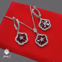 نیمست نقره جواهری نگین رنگی(بدون زنجیر) شیک و خاص با عیار 925 و آبکاری طلاسفید