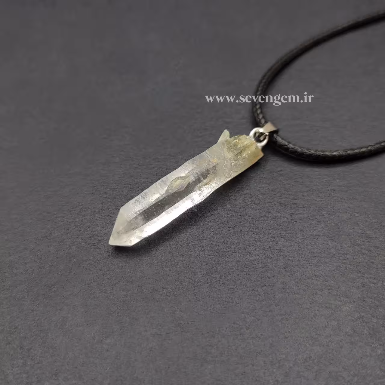گردنبند تک بلور سنگ کریستال کوارتز (کد442)