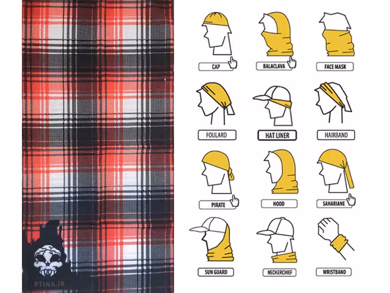 دستمال سر و گردن طرح چهارخانه شوالیه