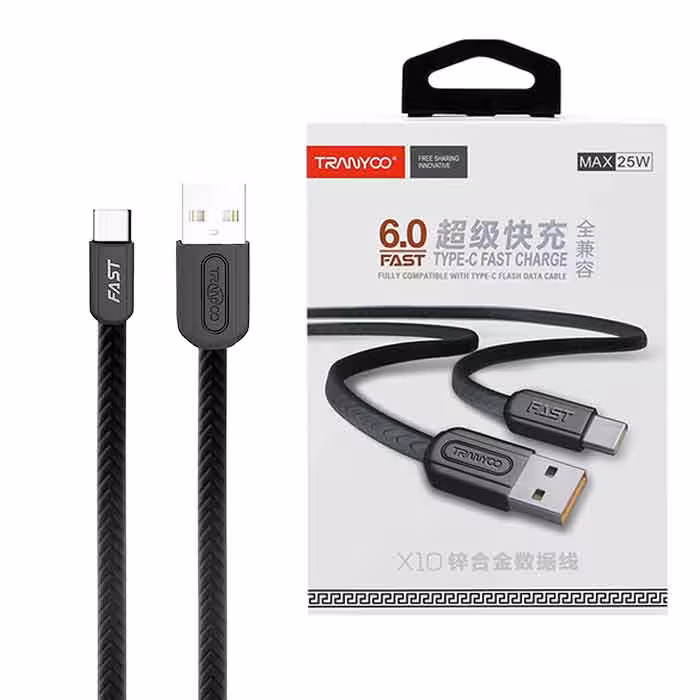 کابل USB به Type-C ترانیو مدل X10 طول 1متر 6آمپر 25 وات