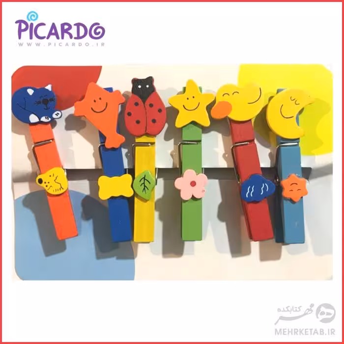 گیره چوبی طرح ماه و ستاره 6 تایی