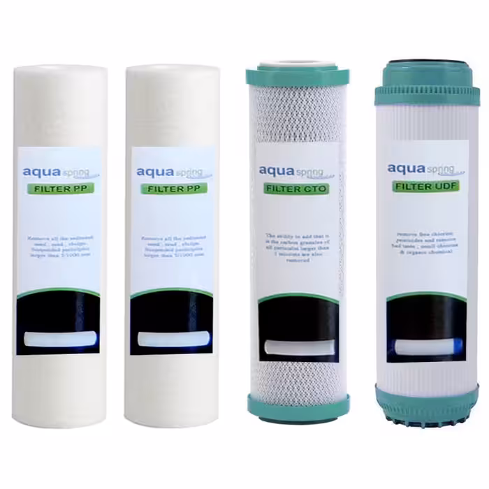 دستگاه تصفیه کننده آب آکوآ اسپرینگ مدل UF-SF4000 به همراه فیلتر مدل 02 مجموعه 4 عددی و کیت نشتی گیر