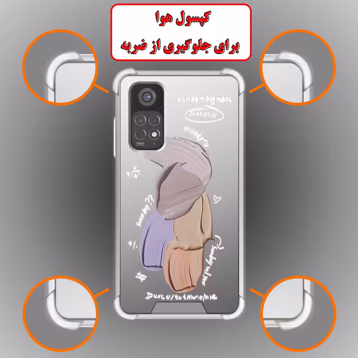 کاور لاین کینگ مدل آینه ایی نشکن طرح گواش مناسب برای گوشی موبایل شیایومی Redmi Note 11 Global Note 11S