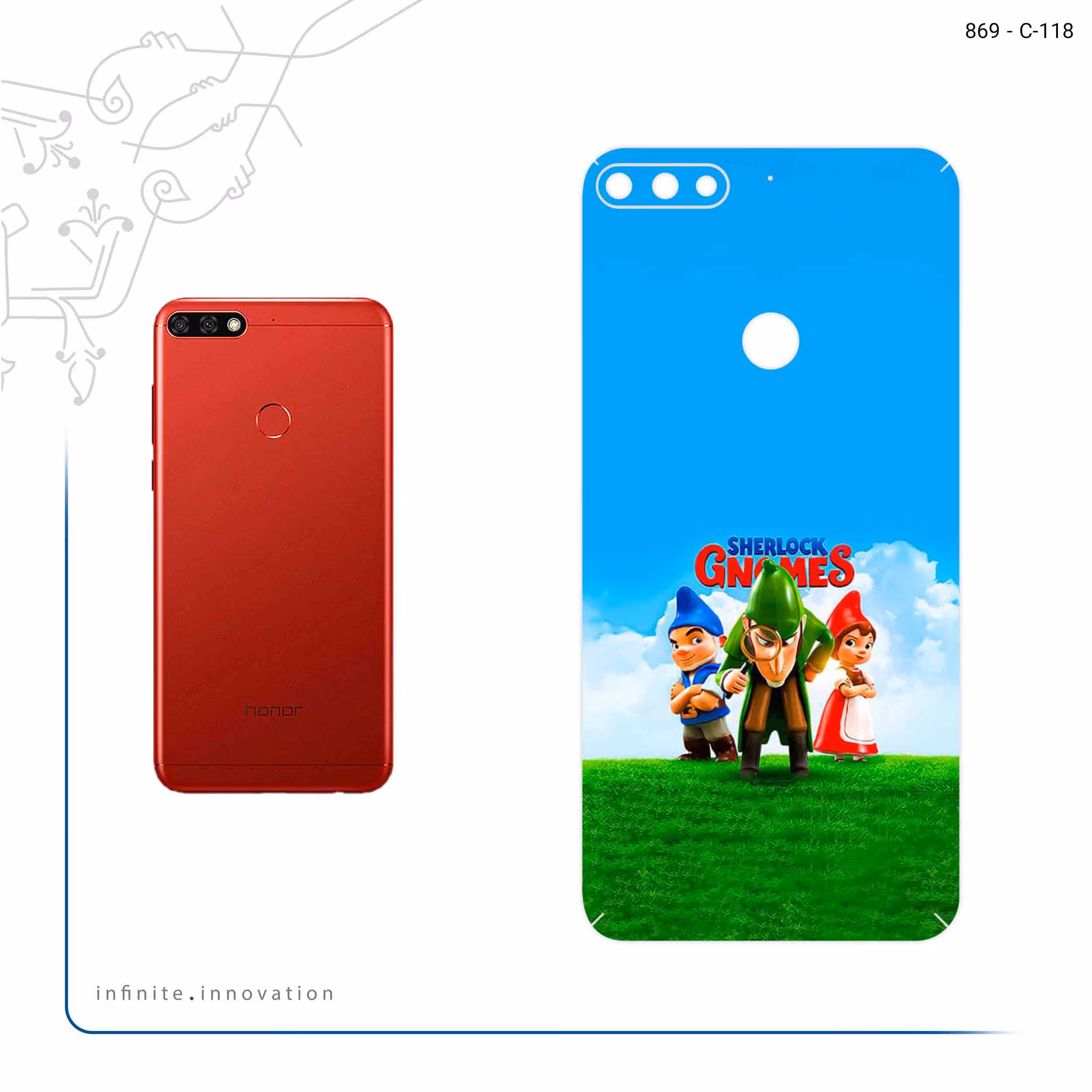 برچسب پوششی ماهوت مدل Sherlock Gnomes مناسب برای گوشی موبایل آنر 7C