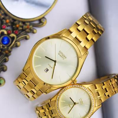 ست ساعت مچی عقربه ای زنانه و مردانه  مدل 6304