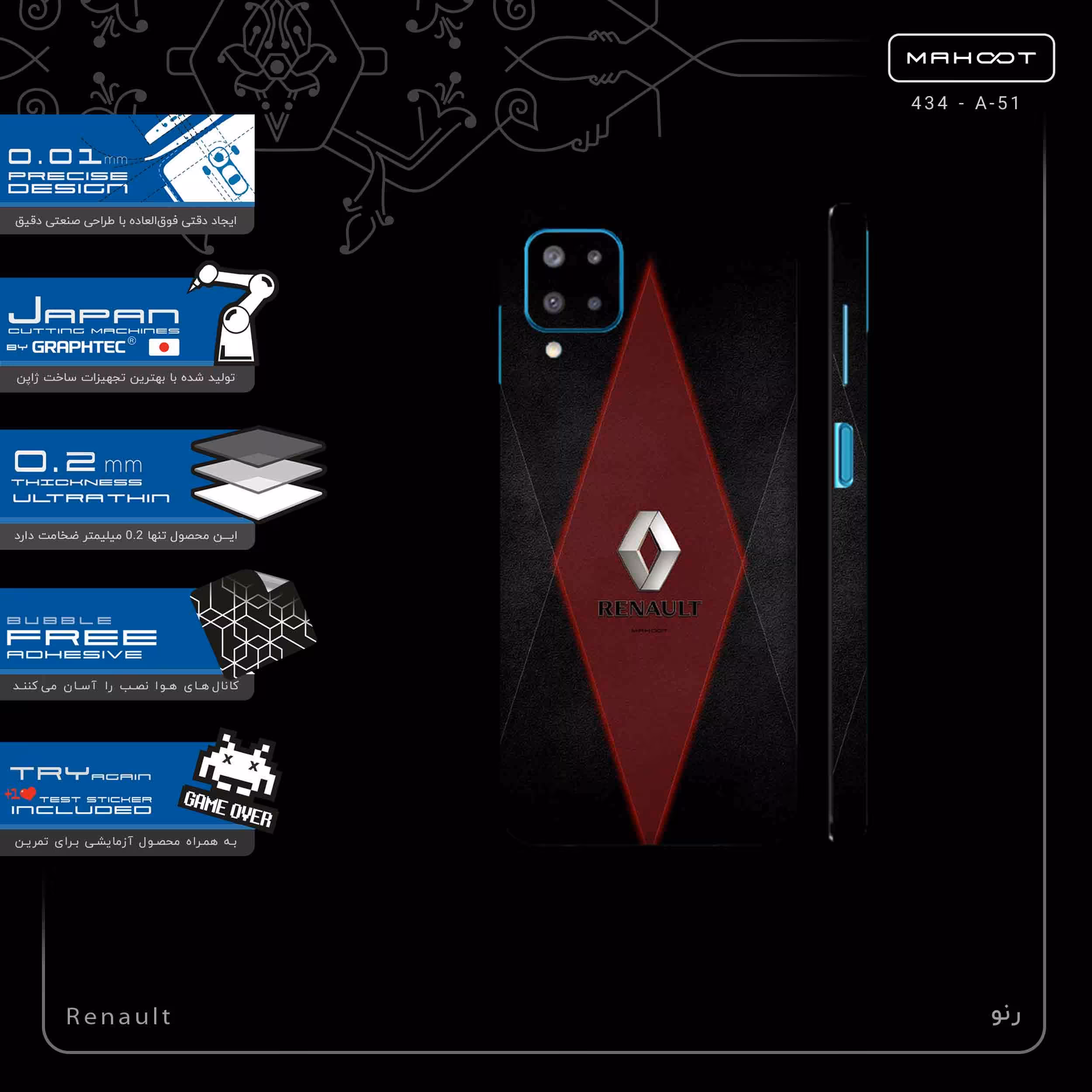 برچسب پوششی ماهوت مدل Renault-FullSkin مناسب برای گوشی موبایل سامسونگ Galaxy F12