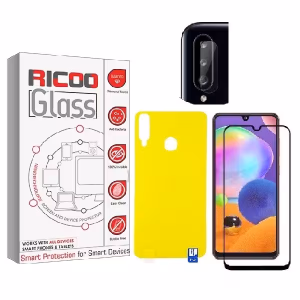 محافظ صفحه نمایش ریکوو مدل EUL مناسب برای گوشی موبایل سامسونگ Galaxy A20s به همراه محافظ پشت گوشی و محافظ لنز دوربین