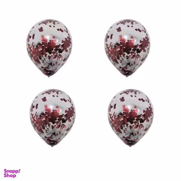 بادکنک طرح پولک قلبی بسته 4 عددی