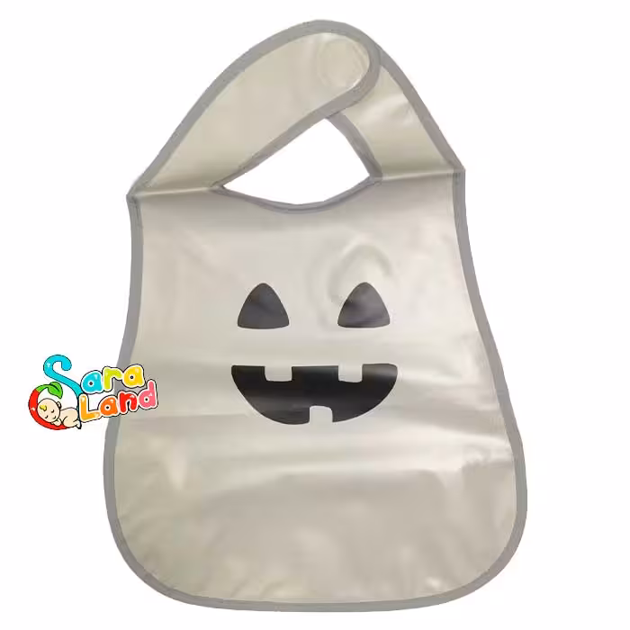 پیش بند نوزاد کاسه ای مشمبایی طرح کدو تنبل هالووین