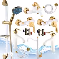 ست کامل13عددی بامبو سفیدطلایی با علم دوش یونیکا با پیسوار