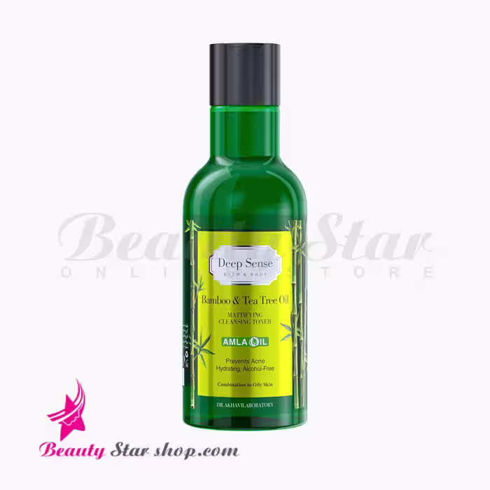 تونر پاک کننده صورت دیپ سنس مدل درخت چای و عصاره بامبو مناسب پوست های چرب و مختلط حجم 160 میلی لیتر