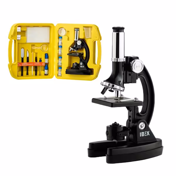IBEX – میکروسکوپ دانش آموزی مدل Zoom Box View – تک چشمی ثابت با بزرگنمایی 1200 و بدنه فلزی