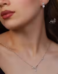 💍نیم ست پاپیون و  قلب (گردنبند و گوشواره ) خاص و زیبا ، نقره عیار 925( N_4386)
